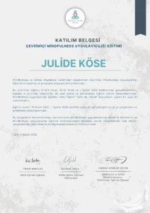 JULİDE MİNDFULNESS UYGULAYICILIĞ Sertifika